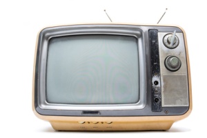 Vintage TV on the isolated white background